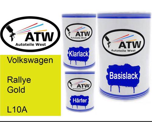 Volkswagen, Rallye Gold, L10A: 500ml Lackdose + 500ml Klarlack + 250ml Härter - Set, von ATW Autoteile West.